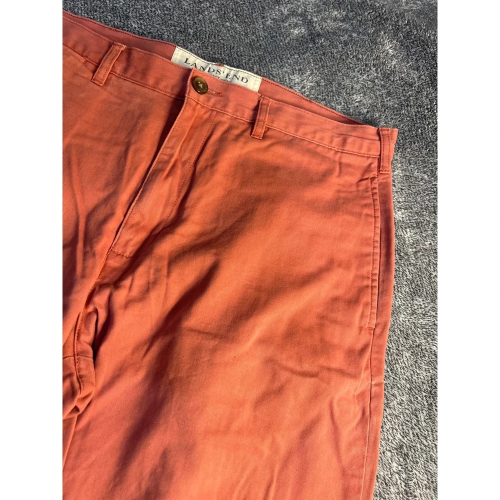 Lands End The Legacy Chino Pants Mens 34 Coral Orange Straight Leg Cotton Pant